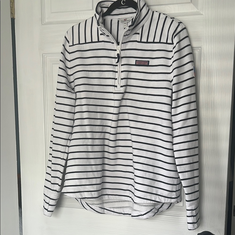 Vineyard Vines Navy and White Striped Pullover